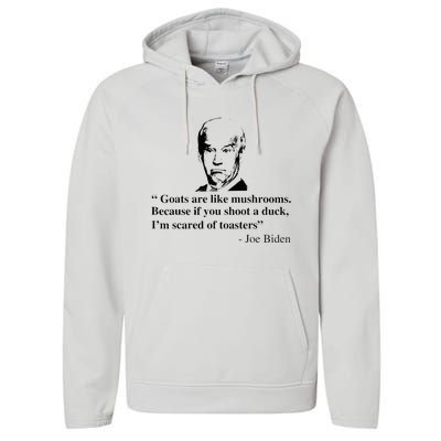 Goats Are Like Mushrooms Funny Joe Biden Performance Fleece Hoodie