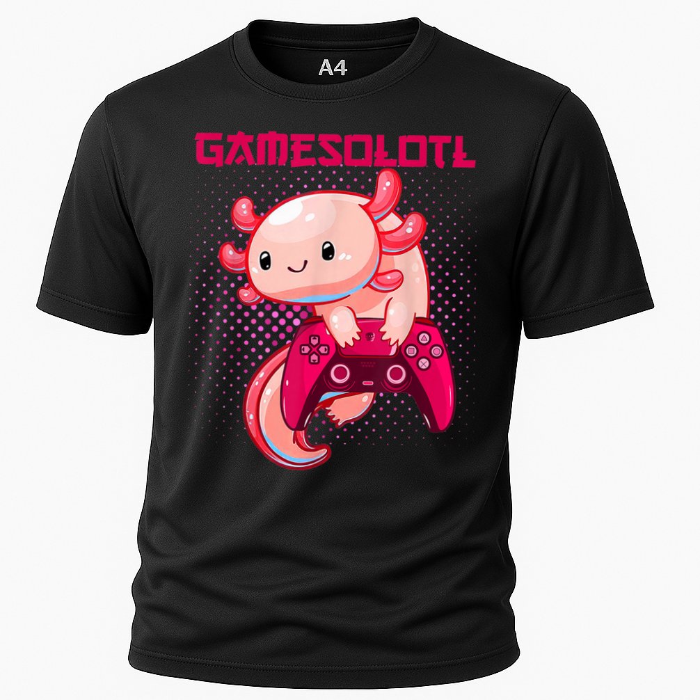 Gamer Axolotl Lover Cute Axolotl Gaming Video Gamer Gifts Cooling Performance Crew T-Shirt