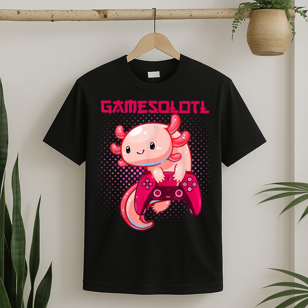 Gamer Axolotl Lover Cute Axolotl Gaming Video Gamer Gifts T-Shirt