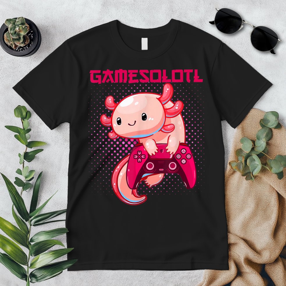 Gamer Axolotl Lover Cute Axolotl Gaming Video Gamer Gifts Premium T-Shirt