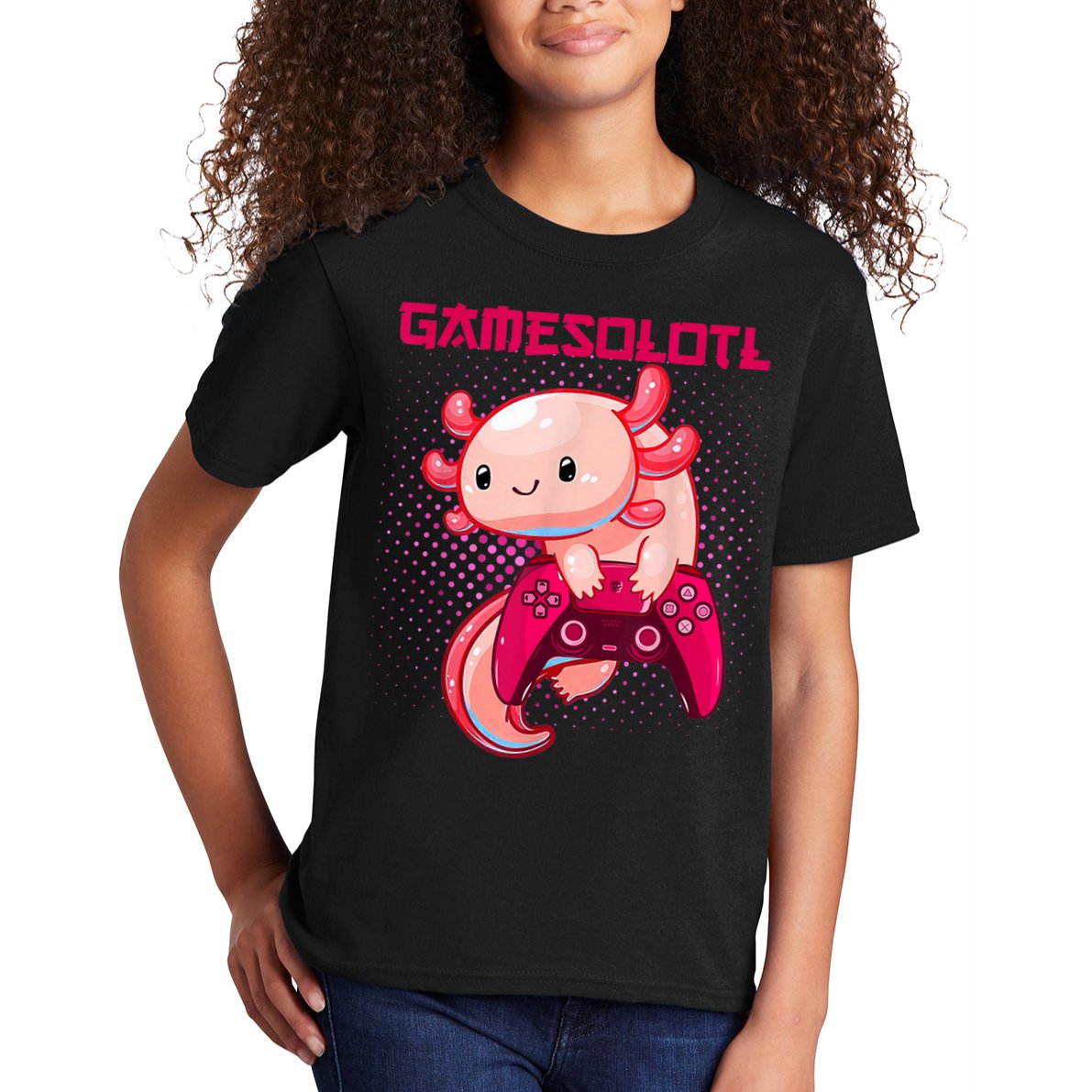 Gamer Axolotl Lover Cute Axolotl Gaming Video Gamer Gifts Kids T-Shirt