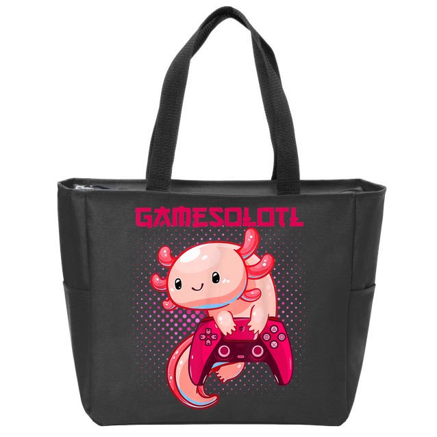 Gamer Axolotl Lover Cute Axolotl Gaming Video Gamer Gifts Zip Tote Bag