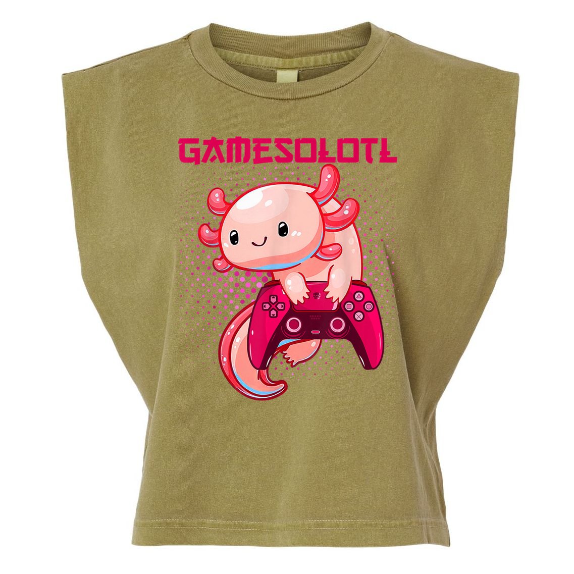 Gamer Axolotl Lover Cute Axolotl Gaming Video Gamer Gifts Garment-Dyed Women's Muscle Tee
