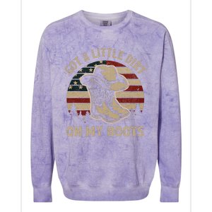 Got A Little Dirt On My Boots USA FLag Western Country Music Colorblast Crewneck Sweatshirt