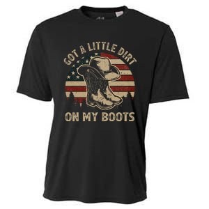 Got A Little Dirt On My Boots USA FLag Western Country Music Cooling Performance Crew T-Shirt