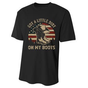 Got A Little Dirt On My Boots USA FLag Western Country Music Performance Sprint T-Shirt