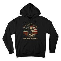 Got A Little Dirt On My Boots USA FLag Western Country Music Tall Hoodie