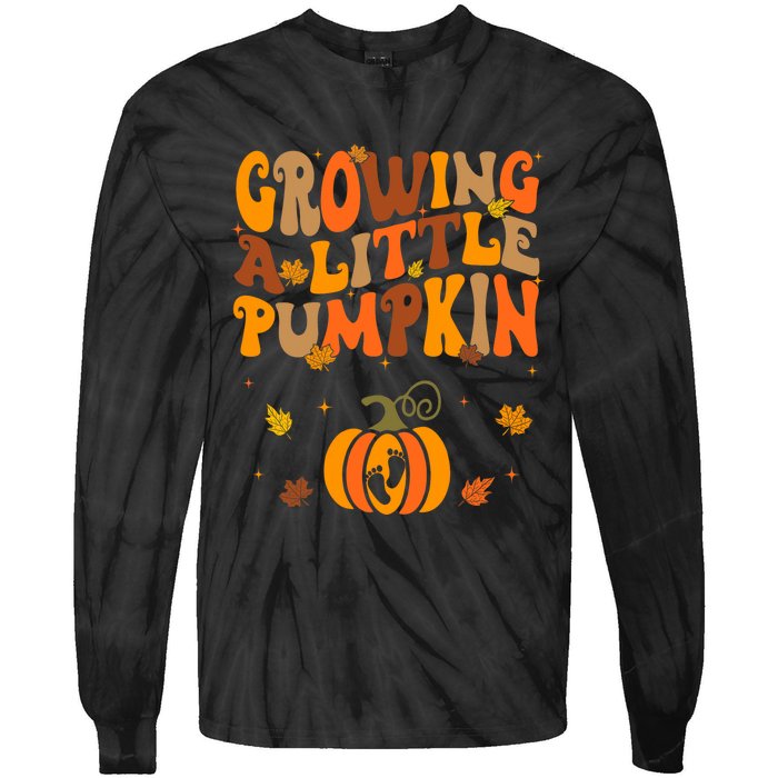 Growing A Little Pumpkin Thanksgiving Pregnancy Tie-Dye Long Sleeve Shirt