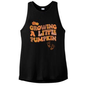 Growing A Little Pumpkin Thanksgiving Pregnancy Announcement Ladies PosiCharge Tri-Blend Wicking Tank