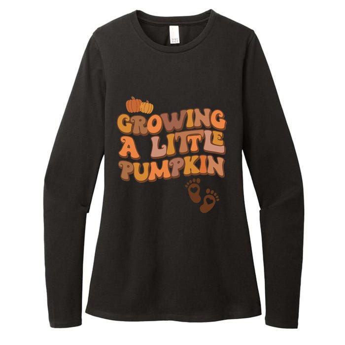 Growing A Little Pumpkin Thanksgiving Pregnancy Announcement Womens CVC Long Sleeve Shirt