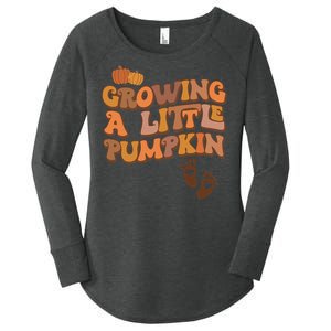 Growing A Little Pumpkin Thanksgiving Pregnancy Announcement Women's Perfect Tri Tunic Long Sleeve Shirt