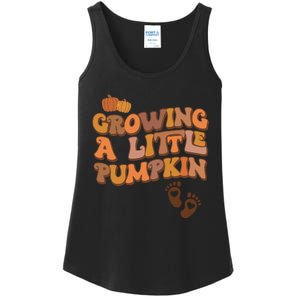 Growing A Little Pumpkin Thanksgiving Pregnancy Announcement Ladies Essential Tank