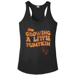 Growing A Little Pumpkin Thanksgiving Pregnancy Announcement Ladies PosiCharge Competitor Racerback Tank