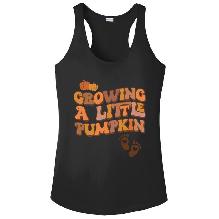 Growing A Little Pumpkin Thanksgiving Pregnancy Announcement Ladies PosiCharge Competitor Racerback Tank