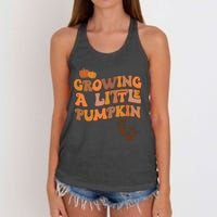 Growing A Little Pumpkin Thanksgiving Pregnancy Announcement Women's Knotted Racerback Tank