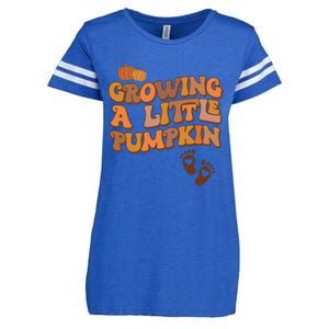 Growing A Little Pumpkin Thanksgiving Pregnancy Announcement Enza Ladies Jersey Football T-Shirt