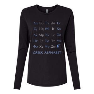 Greek Alphabet Letters Womens Cotton Relaxed Long Sleeve T-Shirt