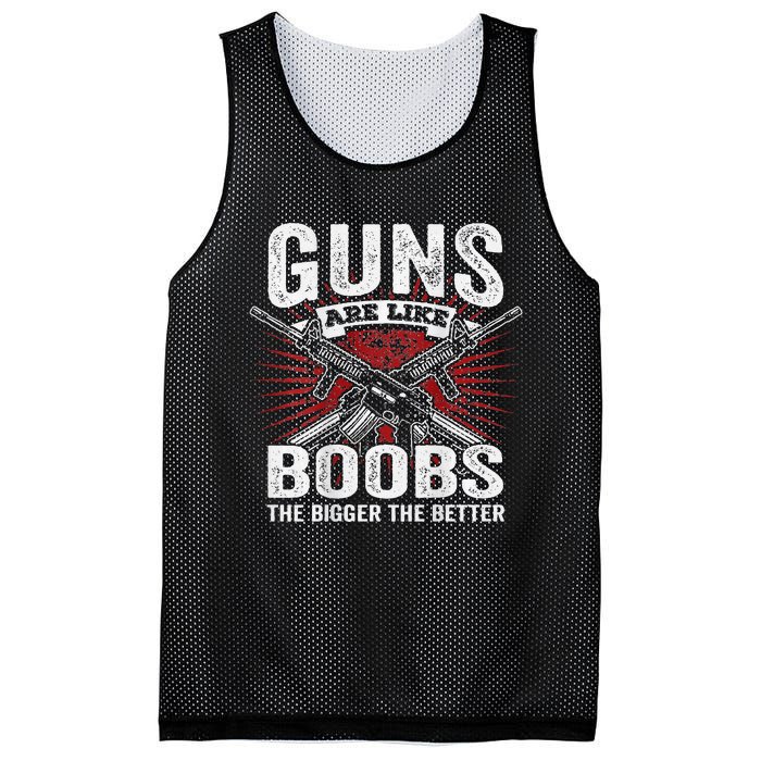 Guns Are Like Boobs Bigger Funny Gun Joke Mesh Reversible Basketball Jersey Tank