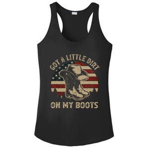 Got A Little Dirt On My Boots Usa Flag Western Country Music Ladies PosiCharge Competitor Racerback Tank