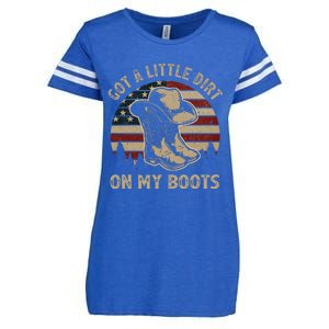 Got A Little Dirt On My Boots Usa Flag Western Country Music Enza Ladies Jersey Football T-Shirt