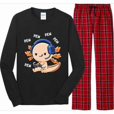 Gamer Axolotl Lover Cute Axolotl Gaming Video Gamer Gifts Long Sleeve Pajama Set