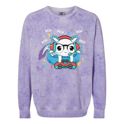 Gamer Axolotl Lover Cute Axolotl Gaming Video Gamer Gifts Colorblast Crewneck Sweatshirt