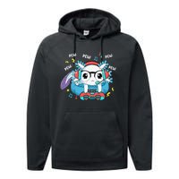 Gamer Axolotl Lover Cute Axolotl Gaming Video Gamer Gifts Performance Fleece Hoodie