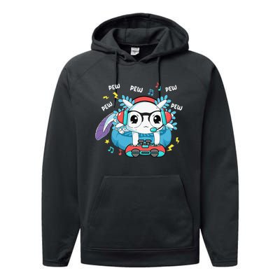 Gamer Axolotl Lover Cute Axolotl Gaming Video Gamer Gifts Performance Fleece Hoodie