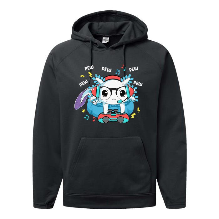 Gamer Axolotl Lover Cute Axolotl Gaming Video Gamer Gifts Performance Fleece Hoodie