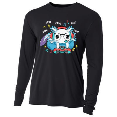 Gamer Axolotl Lover Cute Axolotl Gaming Video Gamer Gifts Cooling Performance Long Sleeve Crew