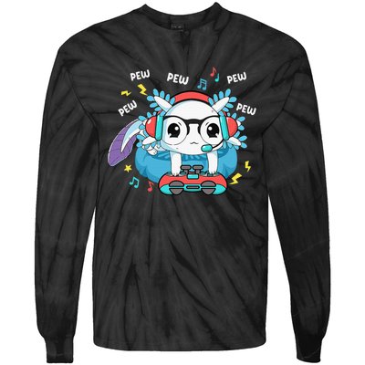 Gamer Axolotl Lover Cute Axolotl Gaming Video Gamer Gifts Tie-Dye Long Sleeve Shirt