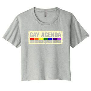 Gay Agenda Lgbtq Pride Month Lgbt Community Rainbow Sayings Meaningful Gift Women's Crop Top Tee