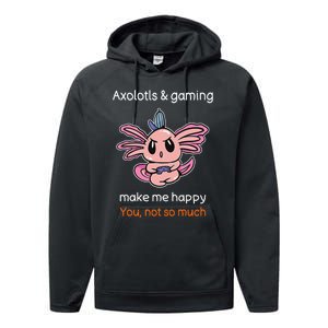 Gamer Axolotl Lover Cute Axolotl Gaming Video Gamer Gift  Performance Fleece Hoodie