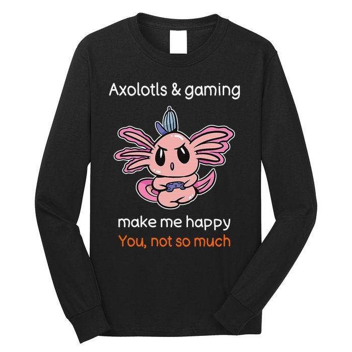 Gamer Axolotl Lover Cute Axolotl Gaming Video Gamer Gift  Long Sleeve Shirt