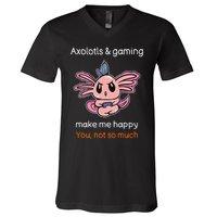 Gamer Axolotl Lover Cute Axolotl Gaming Video Gamer Gift  V-Neck T-Shirt