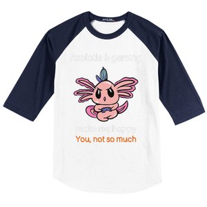 Gamer Axolotl Lover Cute Axolotl Gaming Video Gamer Gift  Baseball Sleeve Shirt