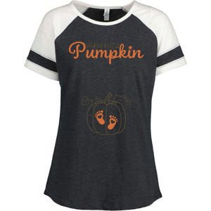 Growing A Little Pumpkin Pregnancy Thanksgiving Enza Ladies Jersey Colorblock Tee