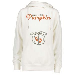 Growing A Little Pumpkin Pregnancy Thanksgiving Womens Funnel Neck Pullover Hood