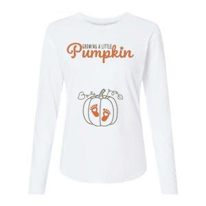 Growing A Little Pumpkin Pregnancy Thanksgiving Womens Cotton Relaxed Long Sleeve T-Shirt