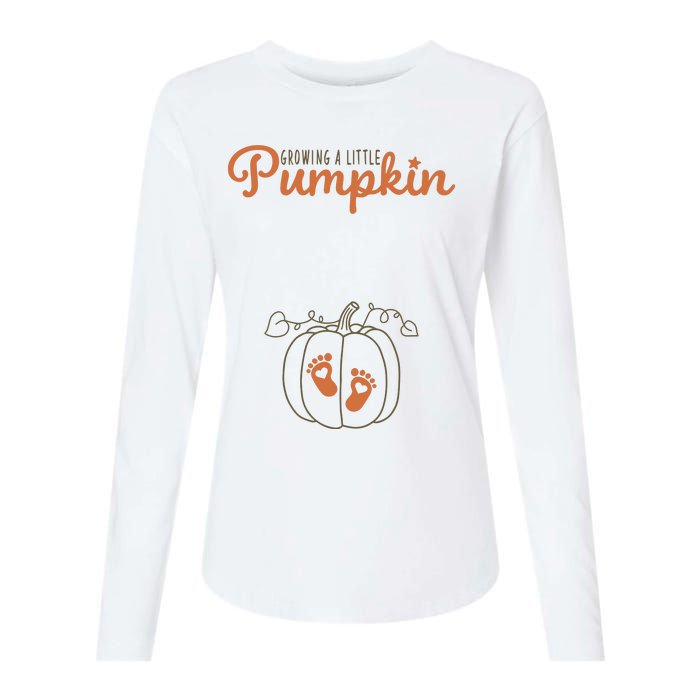 Growing A Little Pumpkin Pregnancy Thanksgiving Womens Cotton Relaxed Long Sleeve T-Shirt