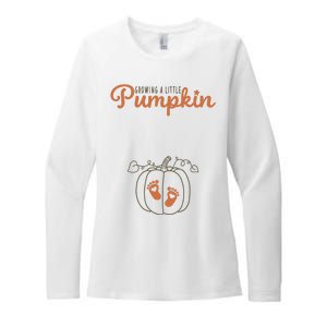 Growing A Little Pumpkin Pregnancy Thanksgiving Womens CVC Long Sleeve Shirt