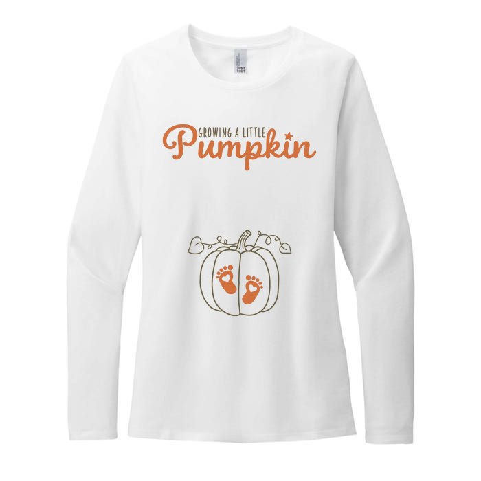 Growing A Little Pumpkin Pregnancy Thanksgiving Womens CVC Long Sleeve Shirt