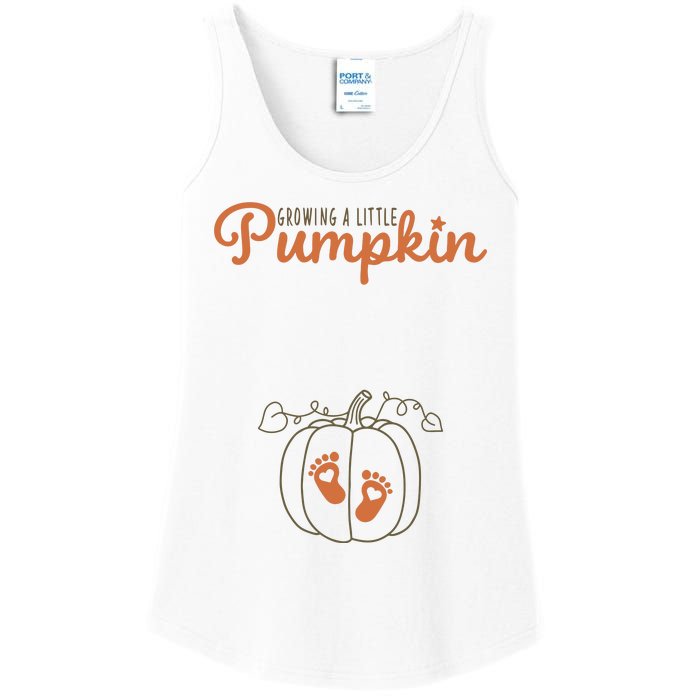 Growing A Little Pumpkin Pregnancy Thanksgiving Ladies Essential Tank