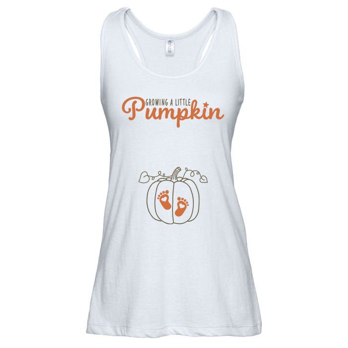 Growing A Little Pumpkin Pregnancy Thanksgiving Ladies Essential Flowy Tank