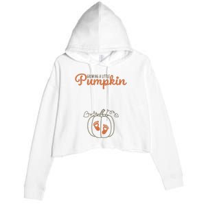 Growing A Little Pumpkin Pregnancy Thanksgiving Crop Fleece Hoodie