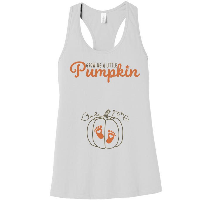 Growing A Little Pumpkin Pregnancy Thanksgiving Women's Racerback Tank