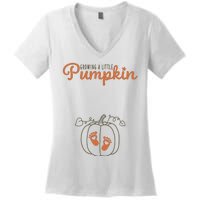 Growing A Little Pumpkin Pregnancy Thanksgiving Women's V-Neck T-Shirt