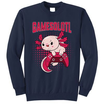 Gamer Axolotl Lover Cute Axolotl Gaming Retro Video Gamer  Tall Sweatshirt