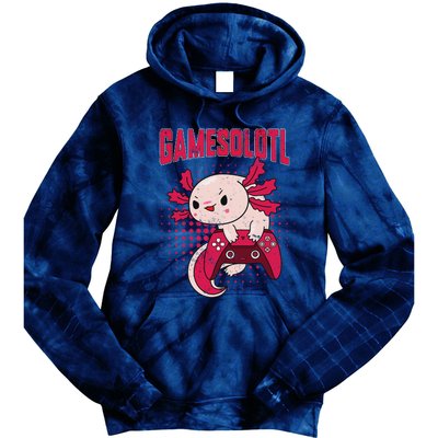 Gamer Axolotl Lover Cute Axolotl Gaming Retro Video Gamer  Tie Dye Hoodie