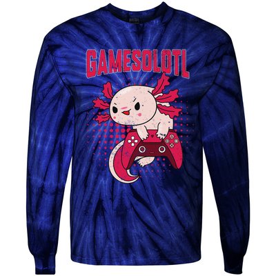 Gamer Axolotl Lover Cute Axolotl Gaming Retro Video Gamer  Tie-Dye Long Sleeve Shirt